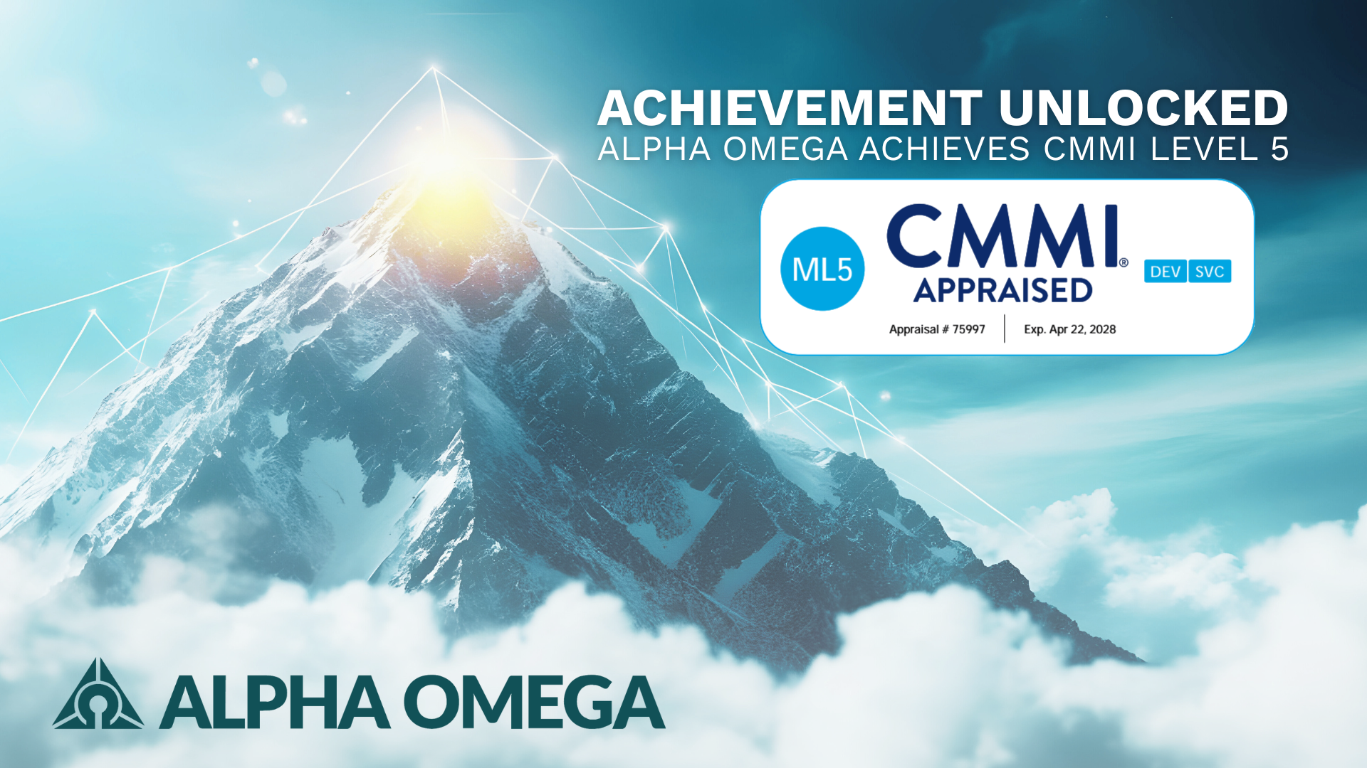 Alpha Omega appraised at CMMI Maturity Level 5